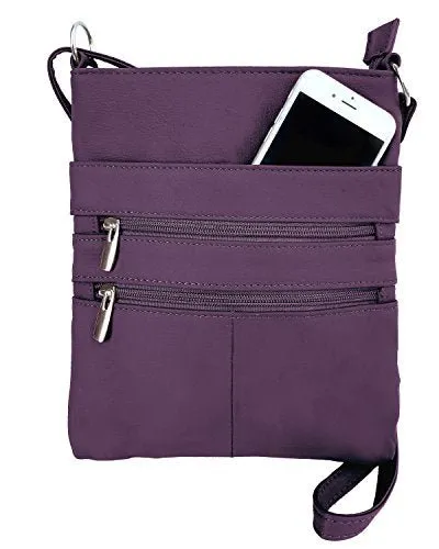 Purple Mini Body Purse Multi Pocket Cross Body Handbag Adjustable Shoulder Strap Designed in the U.S.A.