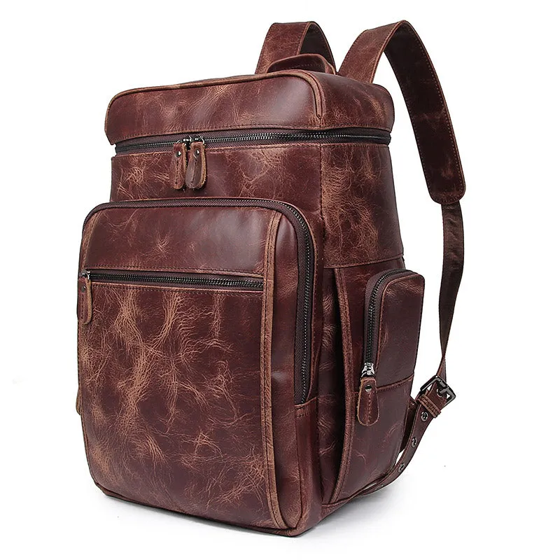 Pyre Crackle Leather Back Pack|Bag Cefn Pyre