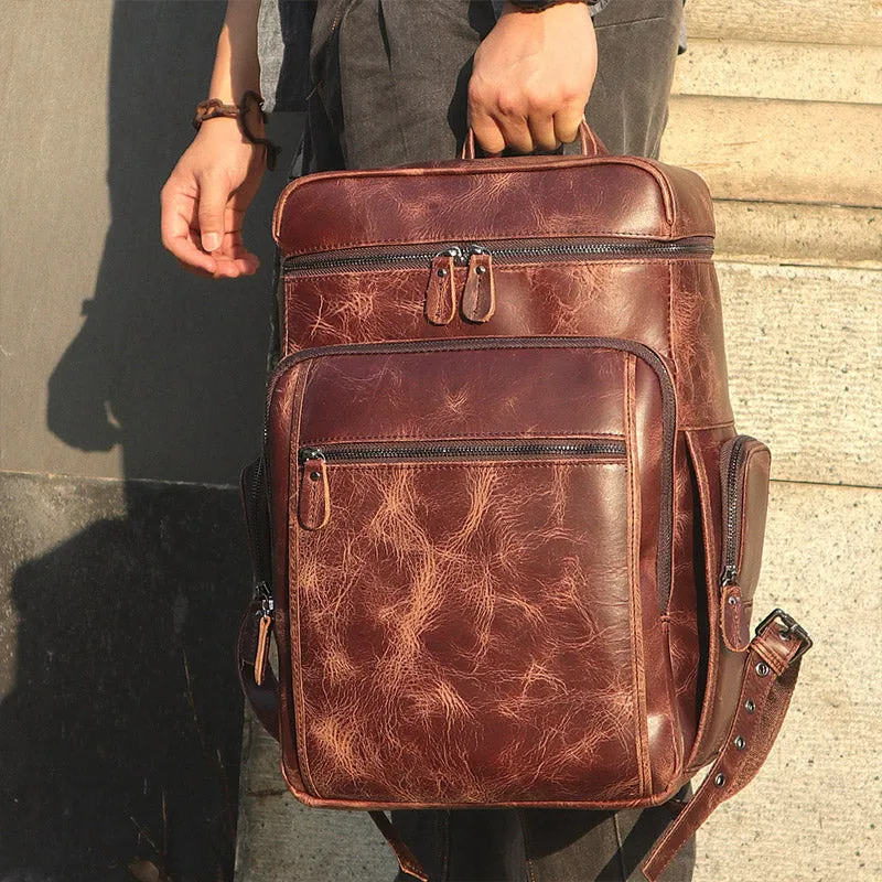 Pyre Crackle Leather Back Pack|Bag Cefn Pyre