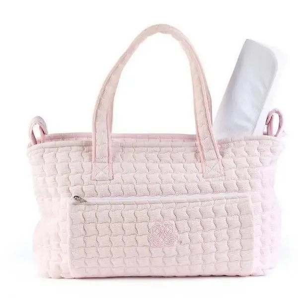 Quilted Changing Bag & Mat - Cotton Pink