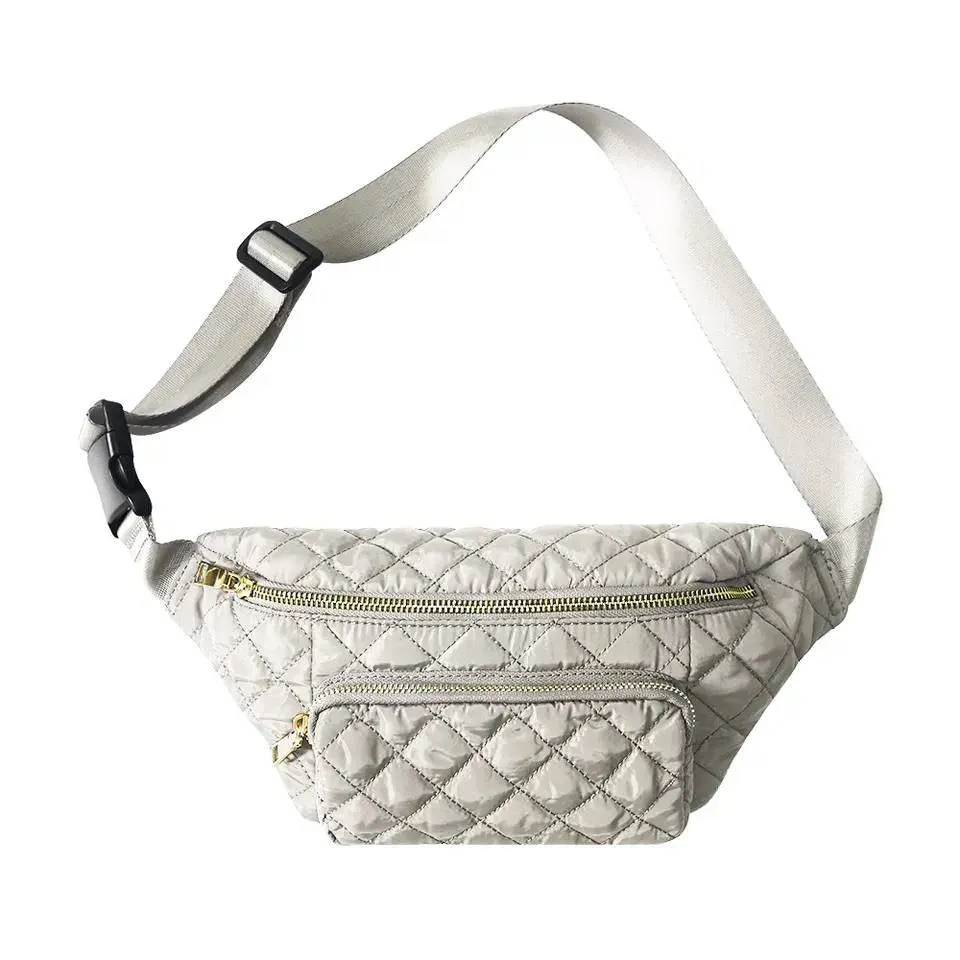 Quilted Nylon Sling/Fanny Bag - Olive, Black Or Ivory