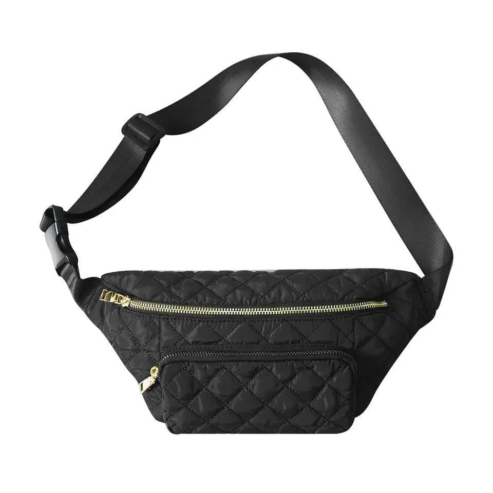 Quilted Nylon Sling/Fanny Bag - Olive, Black Or Ivory