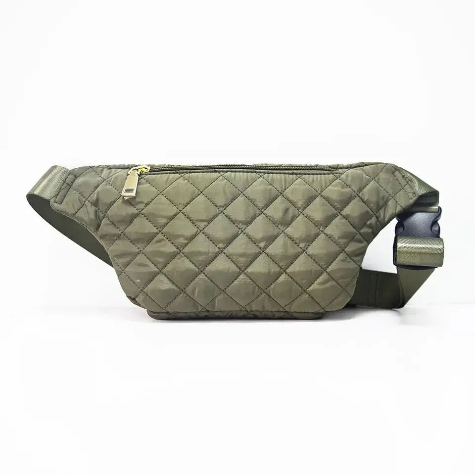 Quilted Nylon Sling/Fanny Bag - Olive, Black Or Ivory