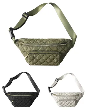 Quilted Nylon Sling/Fanny Bag - Olive, Black Or Ivory