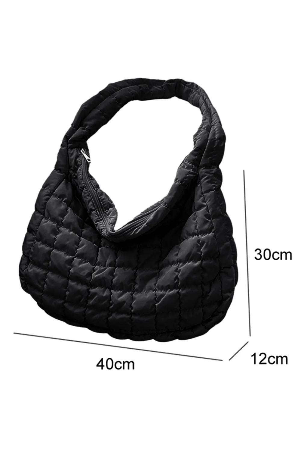 Quilted Zipper Large Shoulder Bag