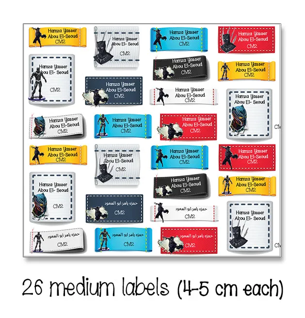 ""Black Panther" School labels packs