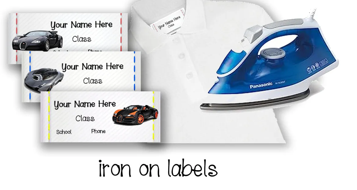 ""Cool cars" School labels packs