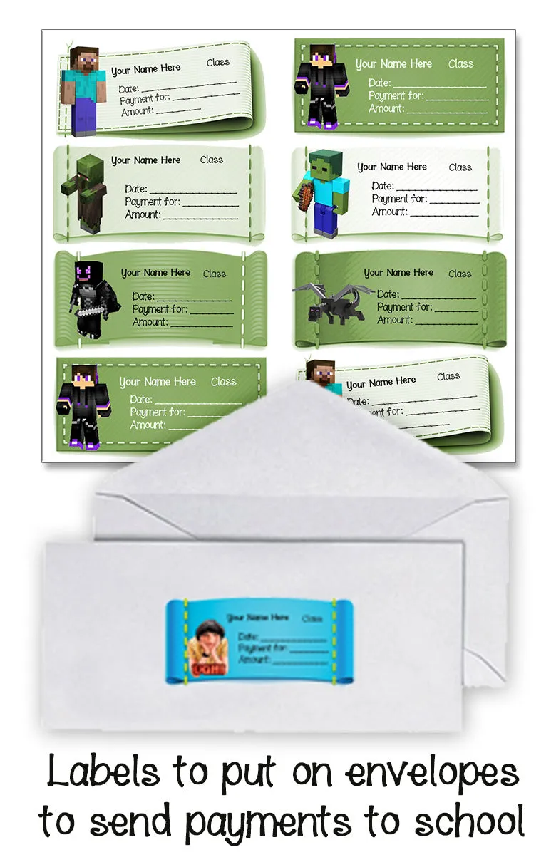 ""Minecraft" School labels packs