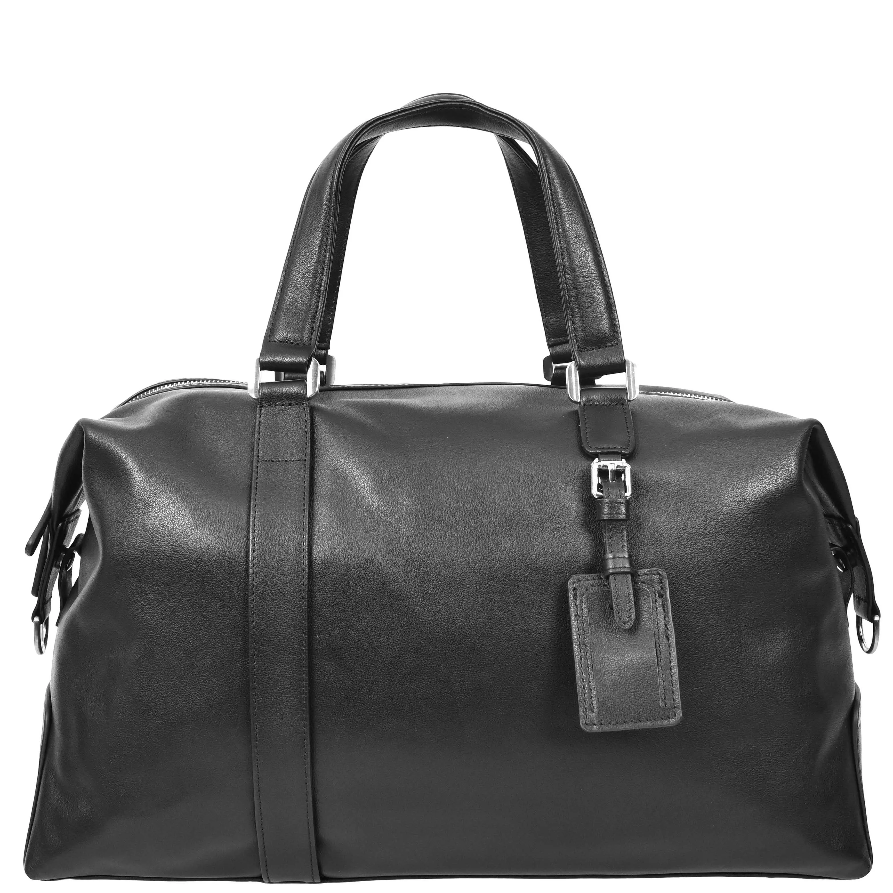 Real Leather Holdall Mid Size Padded Laptop Section Weekend Travel Duffle A007 Black