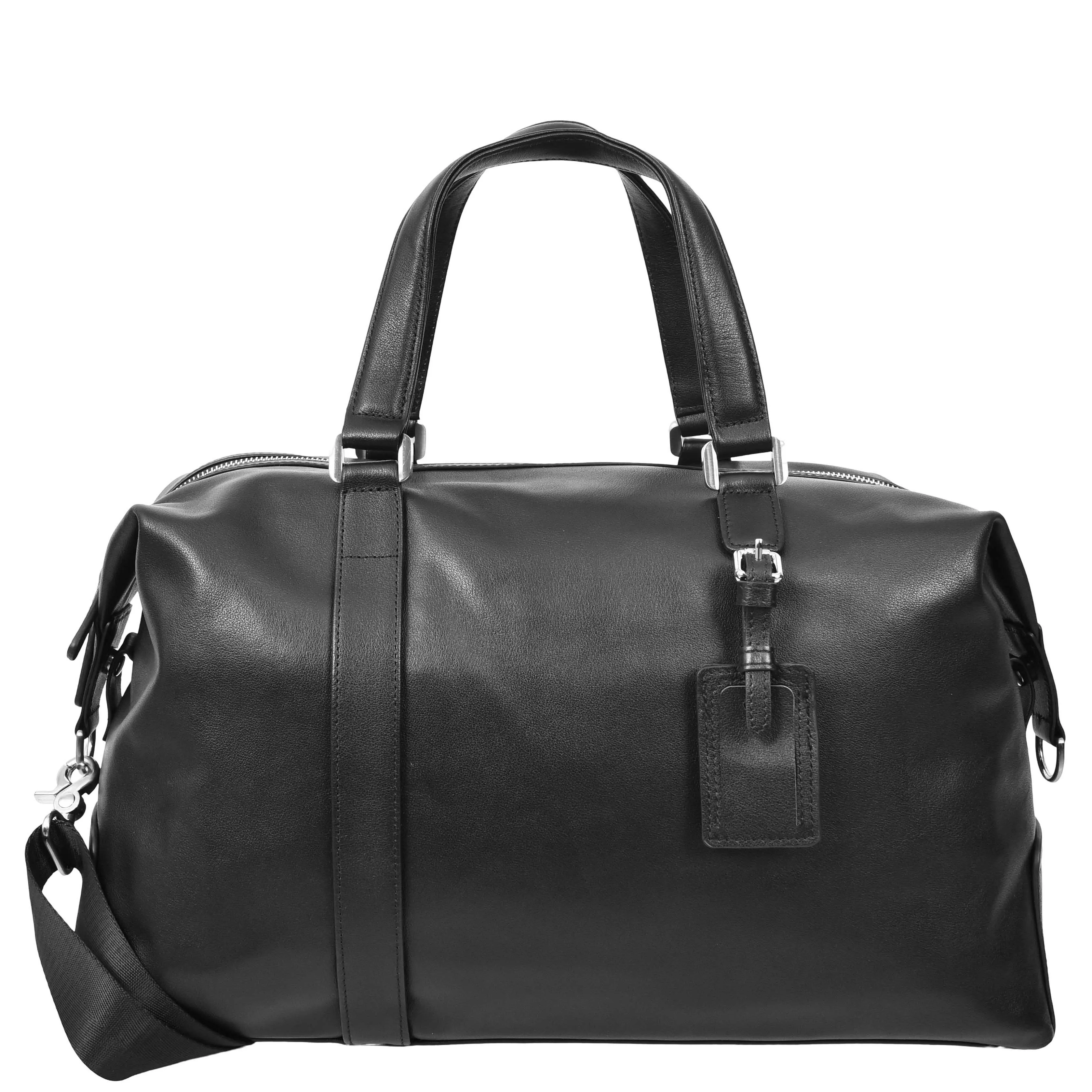 Real Leather Holdall Mid Size Padded Laptop Section Weekend Travel Duffle A007 Black