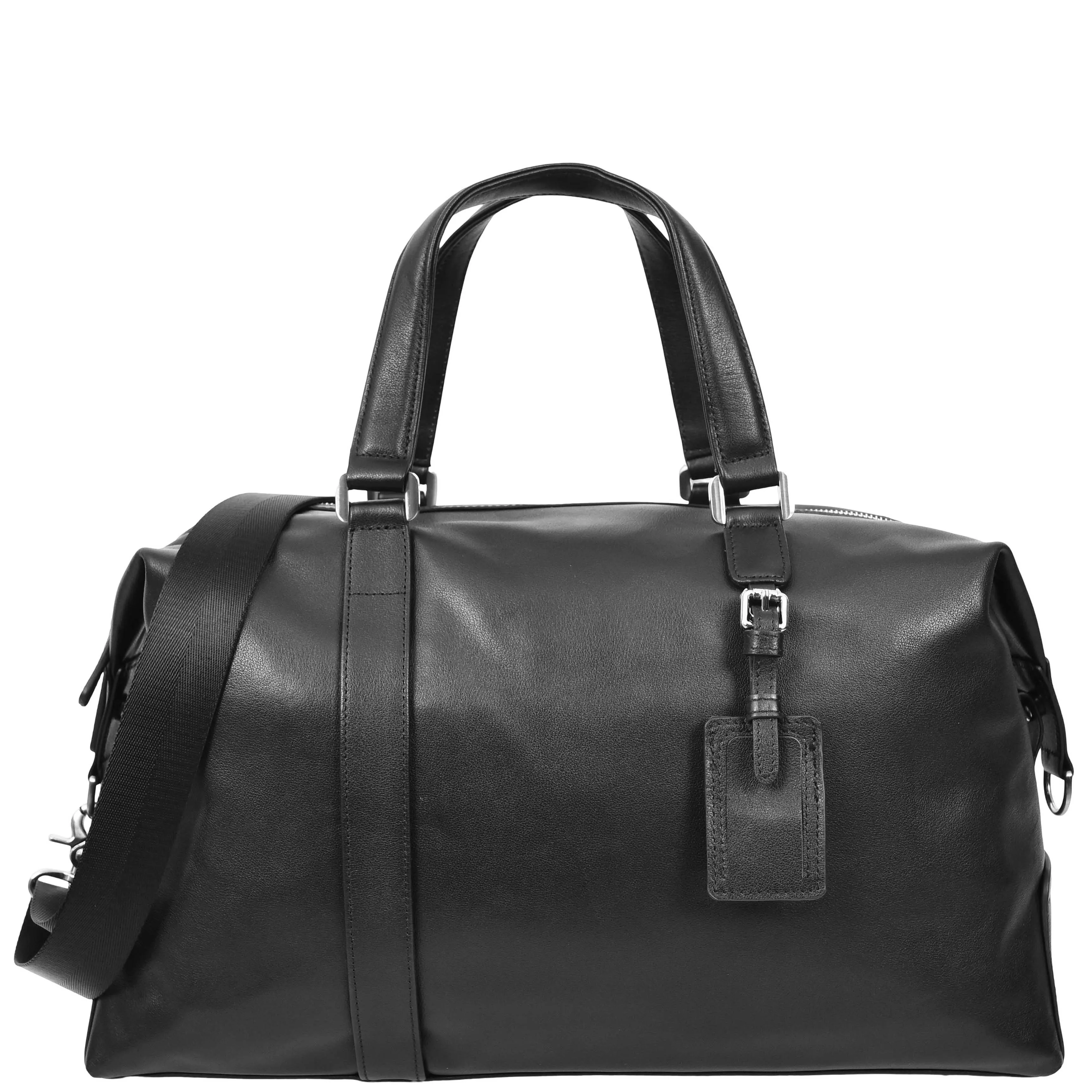 Real Leather Holdall Mid Size Padded Laptop Section Weekend Travel Duffle A007 Black