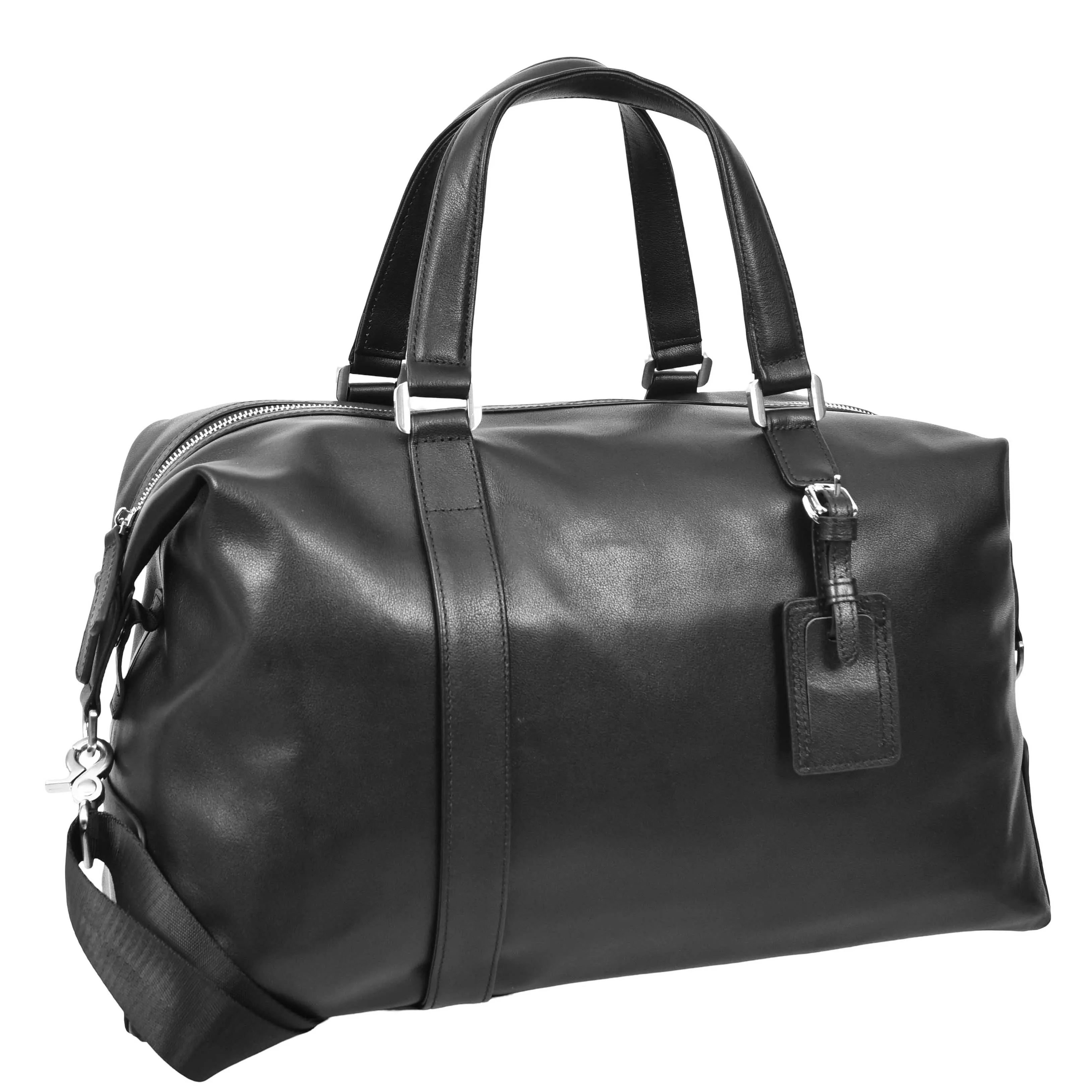 Real Leather Holdall Mid Size Padded Laptop Section Weekend Travel Duffle A007 Black