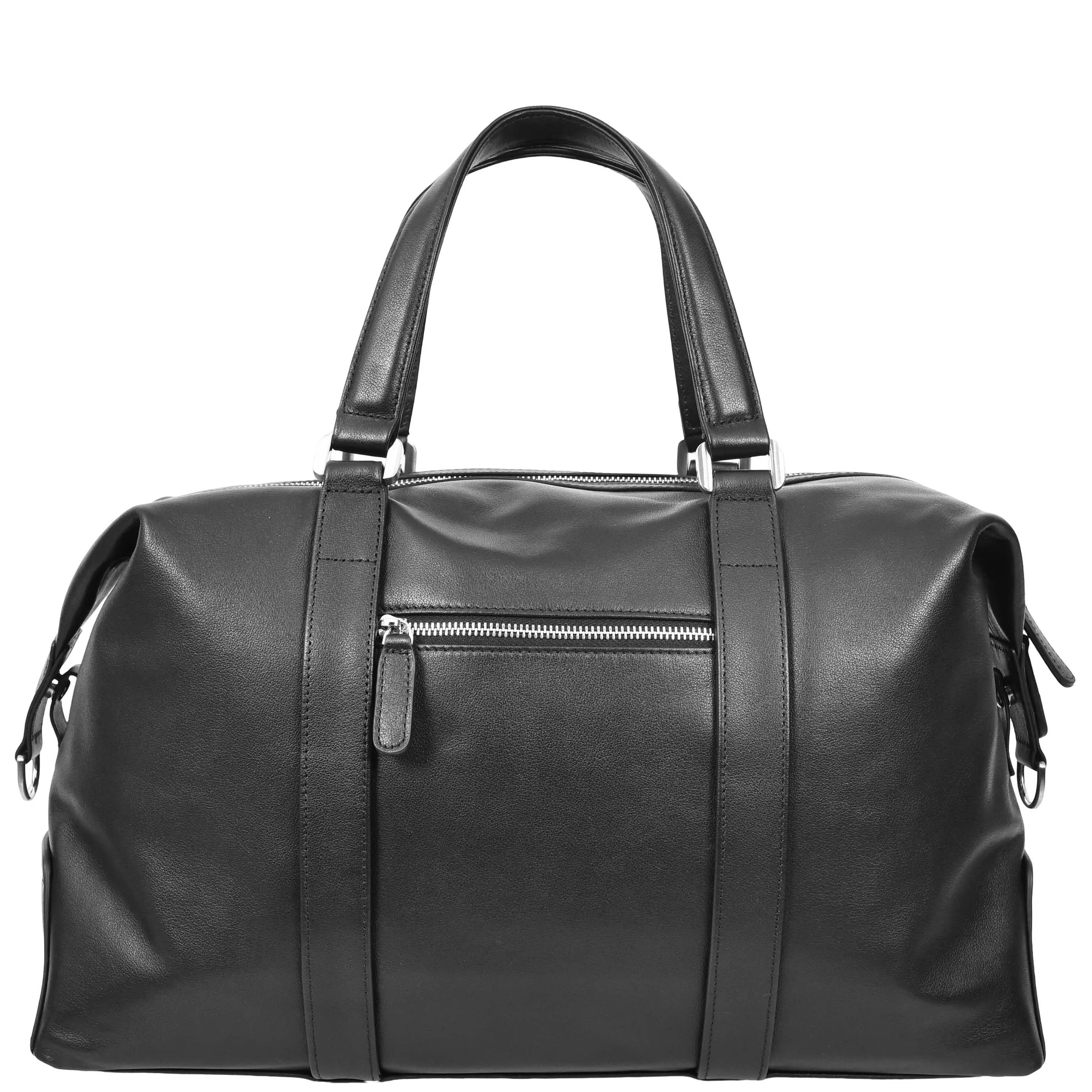 Real Leather Holdall Mid Size Padded Laptop Section Weekend Travel Duffle A007 Black