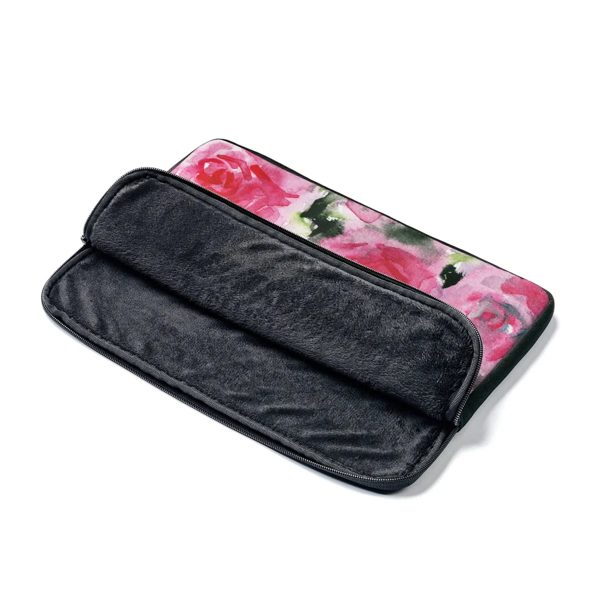 Reddish Pink Rose Floral Print 12', 13", 14" Laptop Sleeve - Designed   Made in the USA