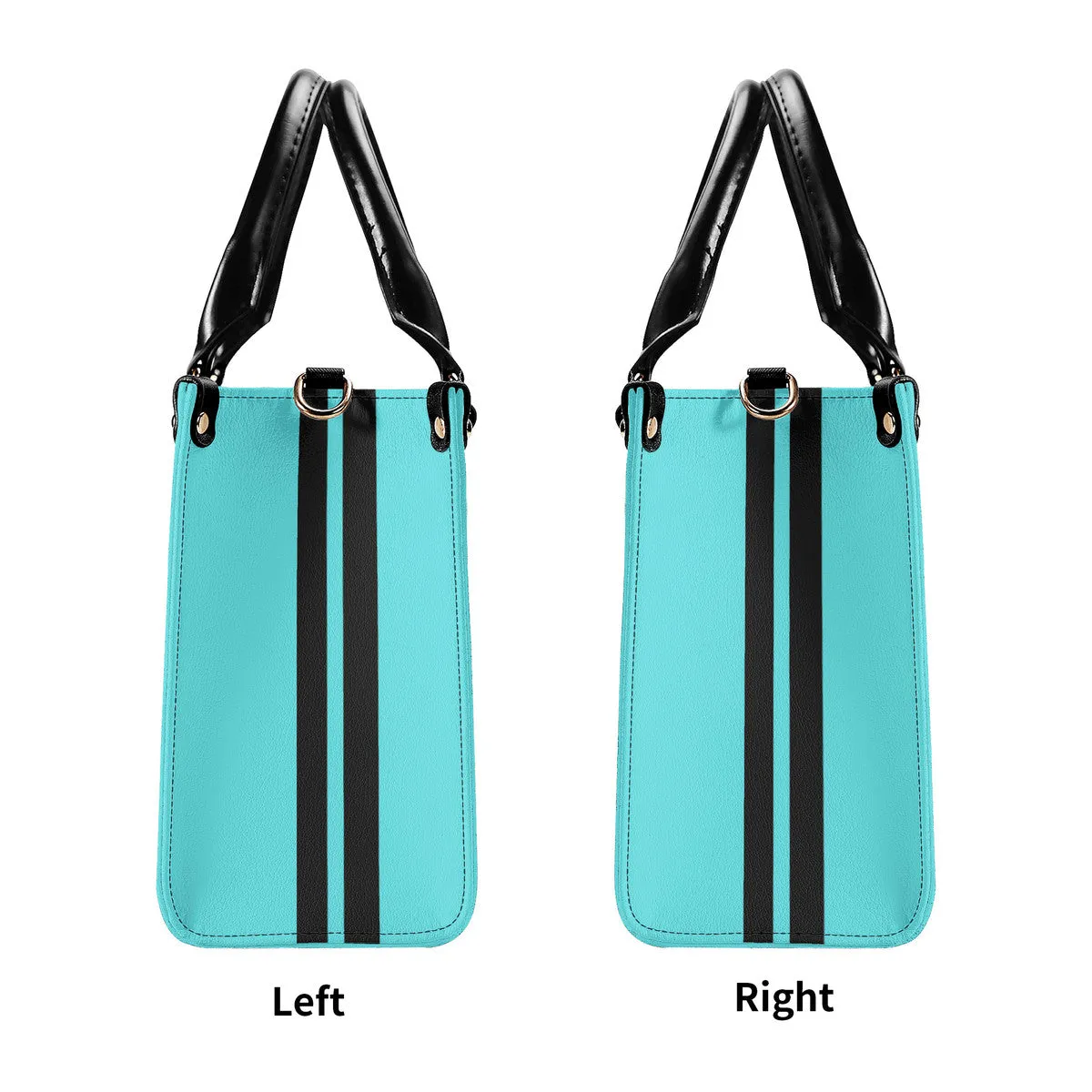 Royalty 24 Black Logo ,Stripes & Turquoise Multiple Sizes Upgraded Luxury Women PU Leather Handbag