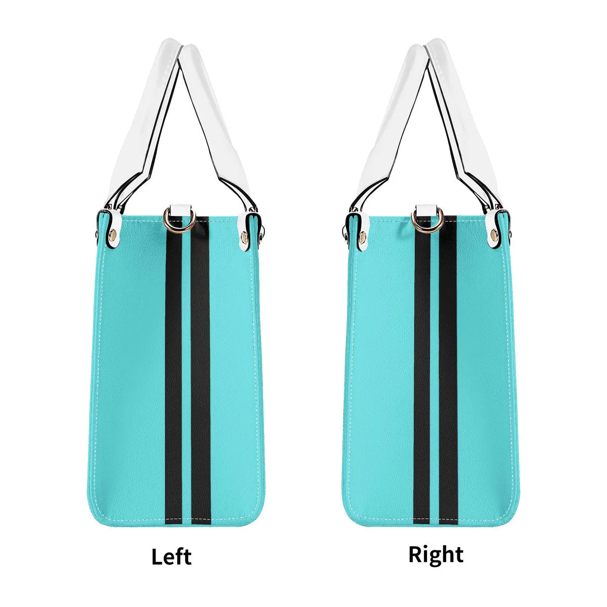 Royalty 24 Black Logo ,Stripes & Turquoise Multiple Sizes Upgraded Luxury Women PU Leather Handbag