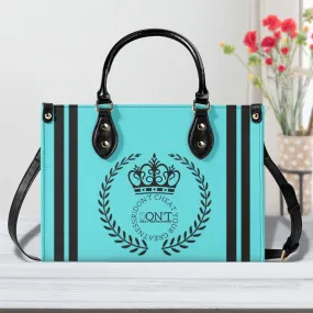 Royalty 24 Black Logo ,Stripes & Turquoise Multiple Sizes Upgraded Luxury Women PU Leather Handbag