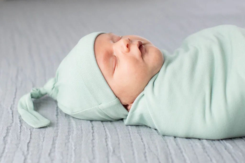 Sage Swaddle Blanket & Newborn Hat Set