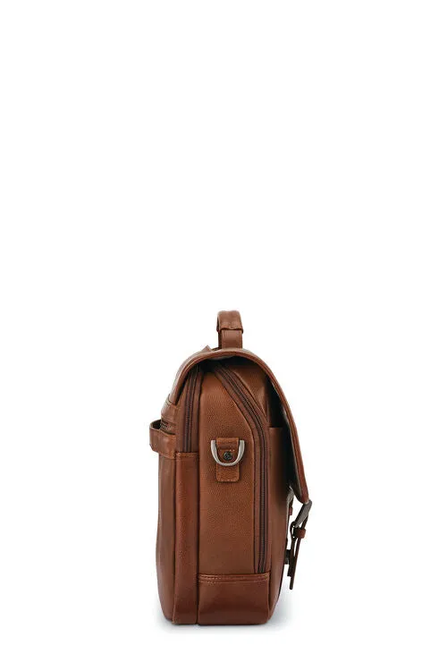 Samsonite Classic Leather Cognac 15.6in Flap over brief