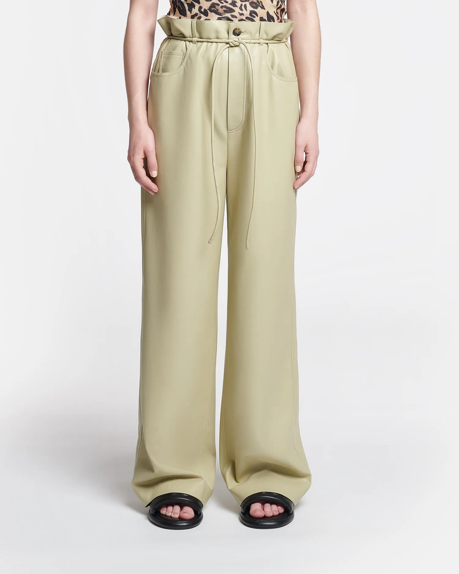 Sato - Belted Okobor™ Pants - Pale Olive