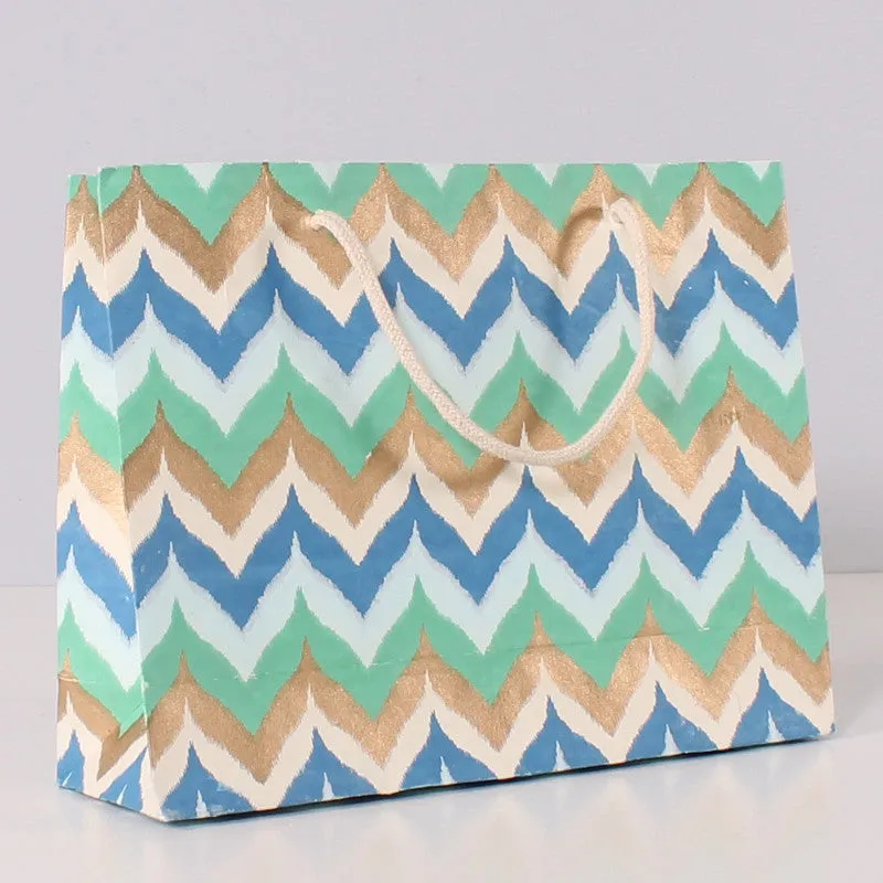 Shopping Bag - Blue Chevron