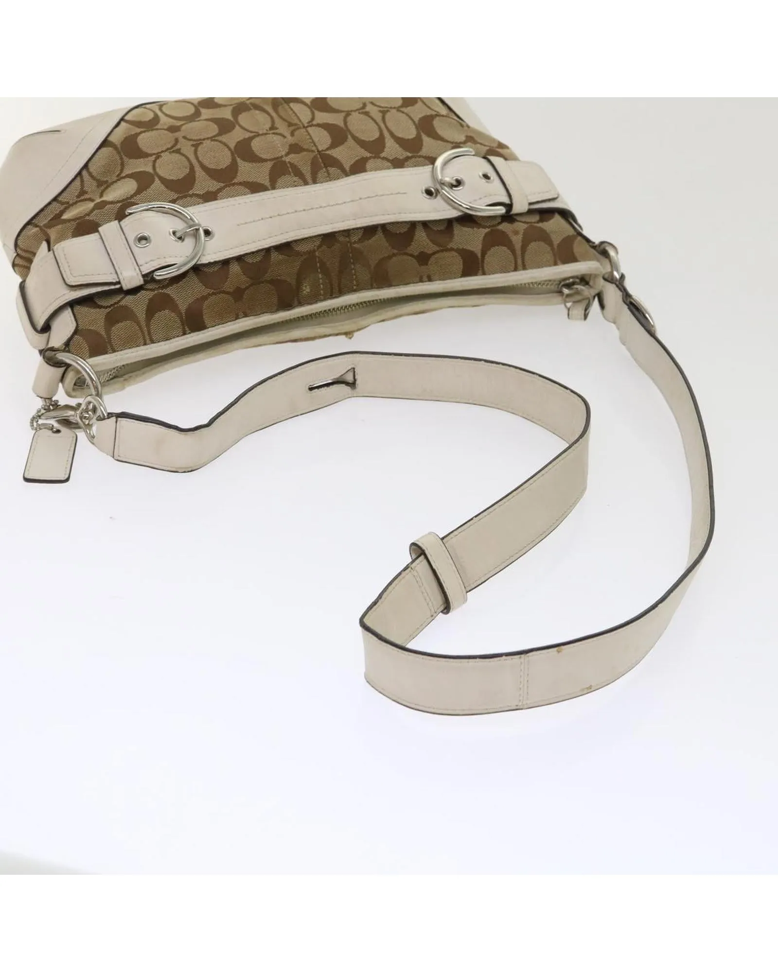 Signature Canvas Leather Shoulder Bag - Beige