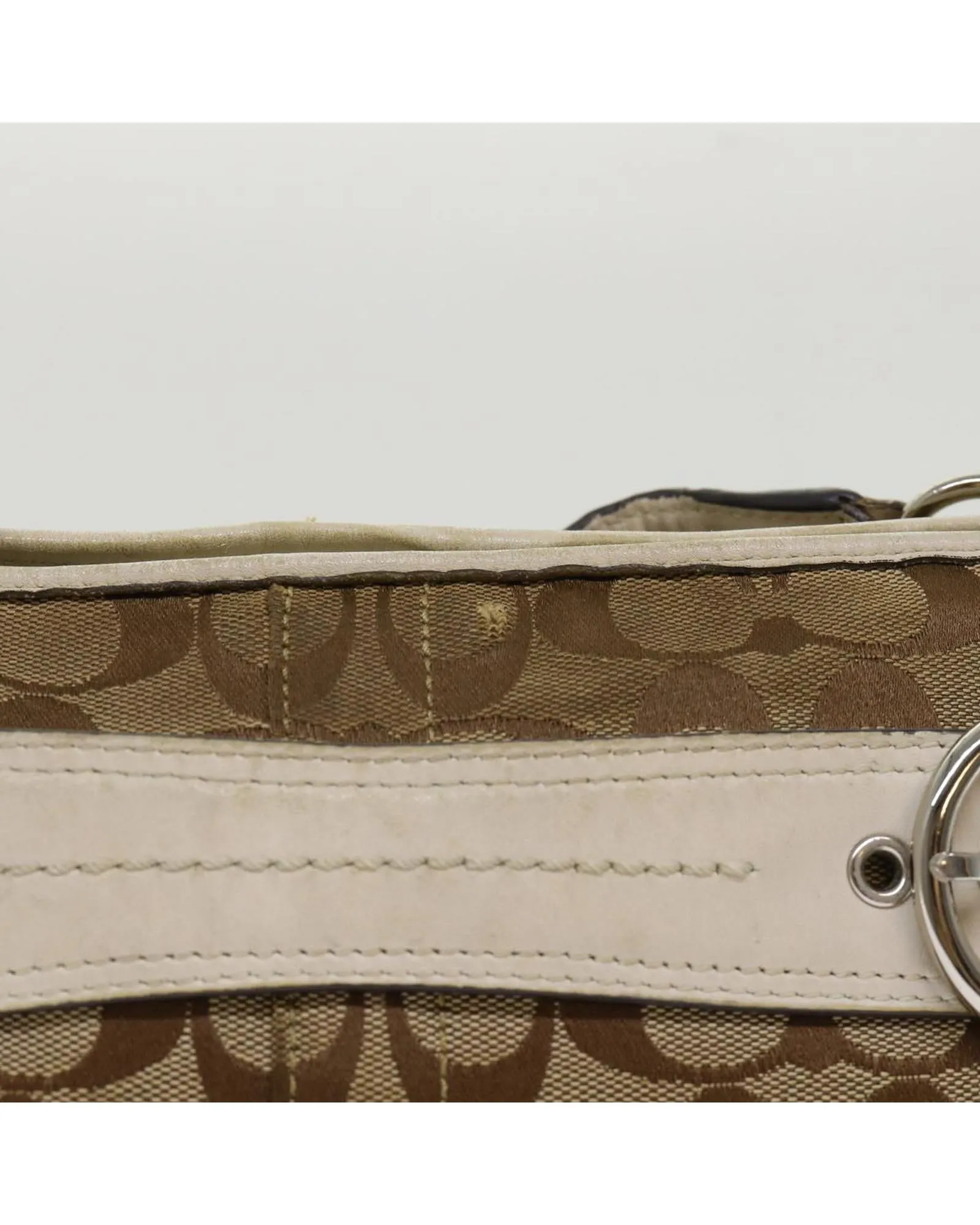 Signature Canvas Leather Shoulder Bag - Beige