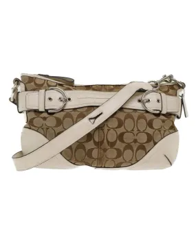 Signature Canvas Leather Shoulder Bag - Beige