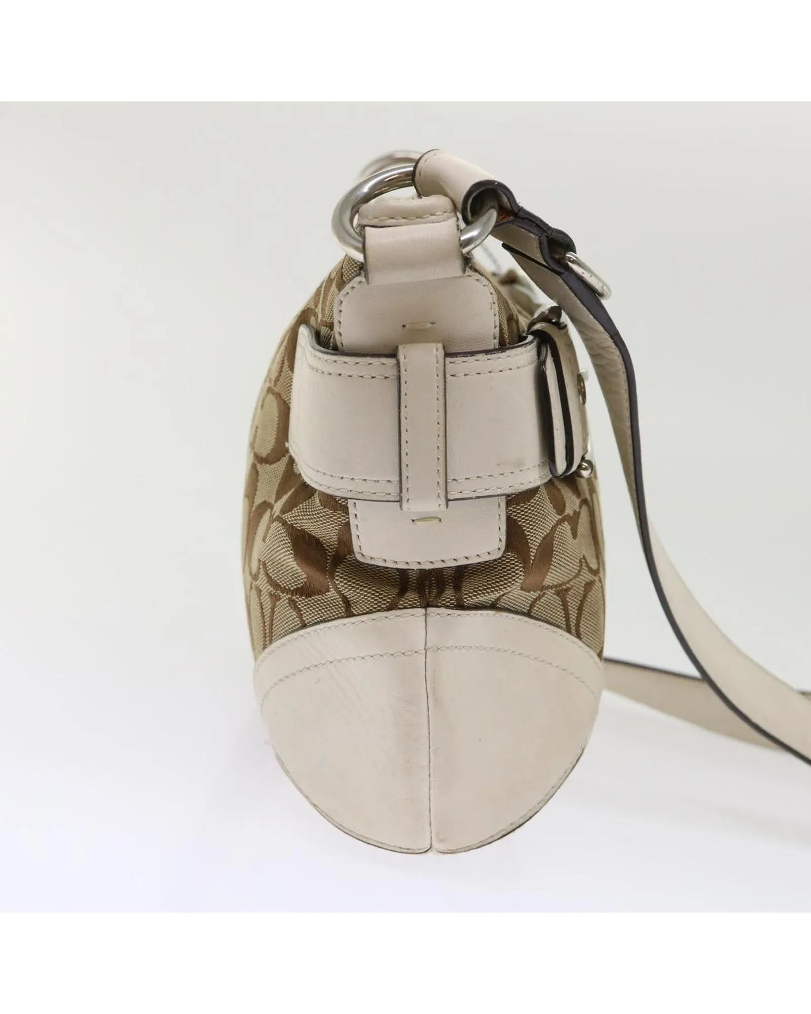 Signature Canvas Leather Shoulder Bag - Beige