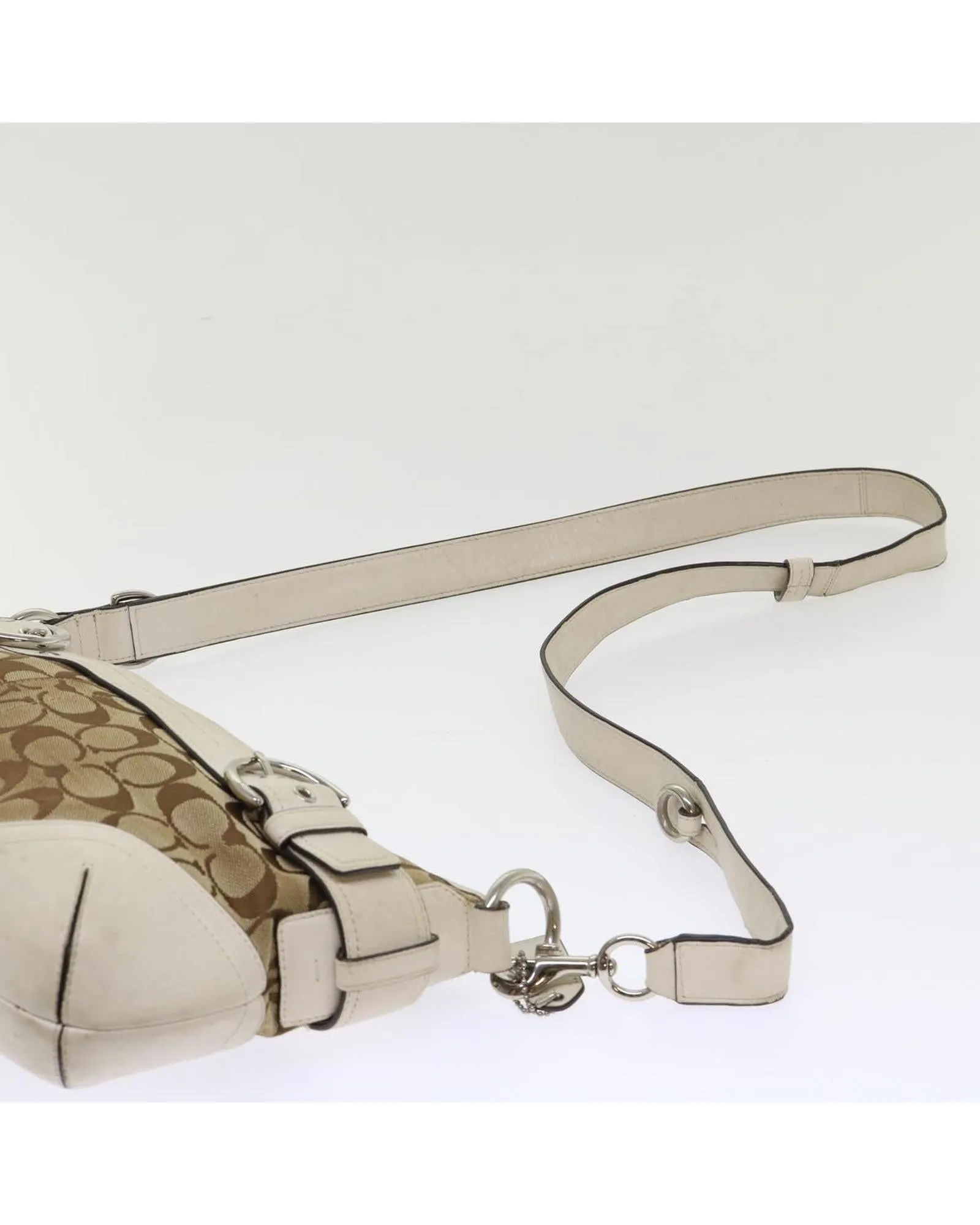 Signature Canvas Leather Shoulder Bag - Beige