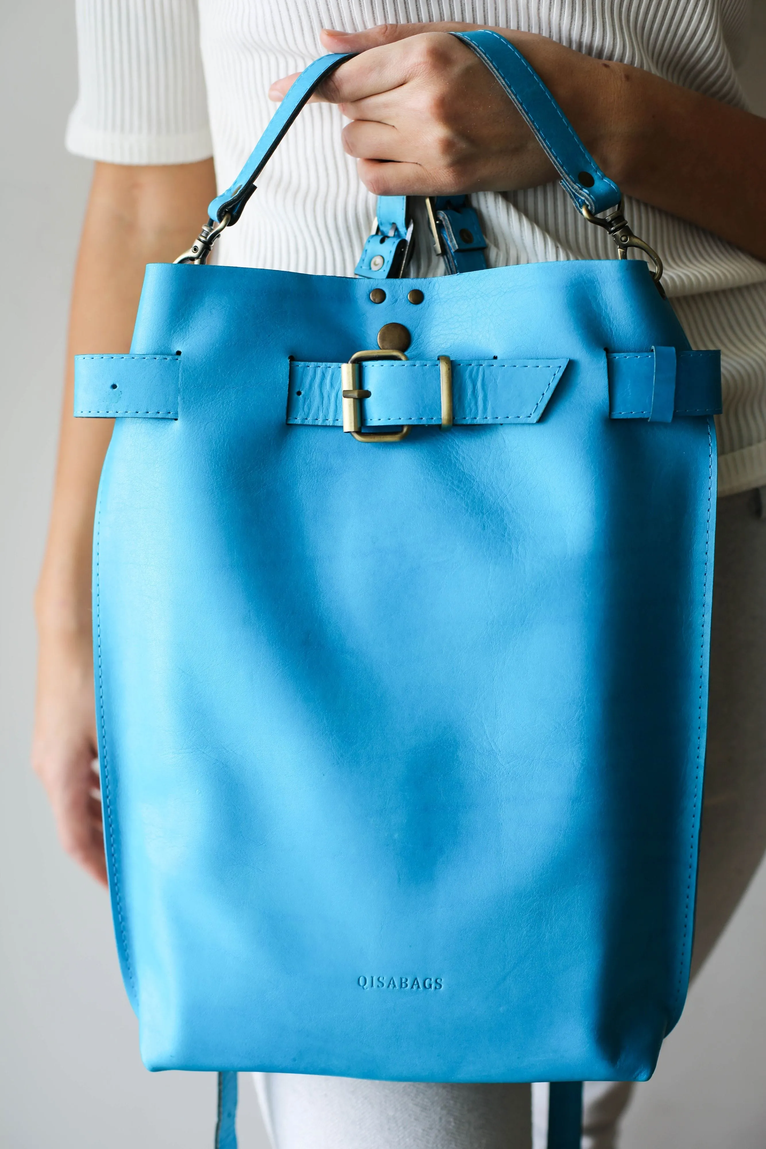 Sky Blue Large Leather Bag