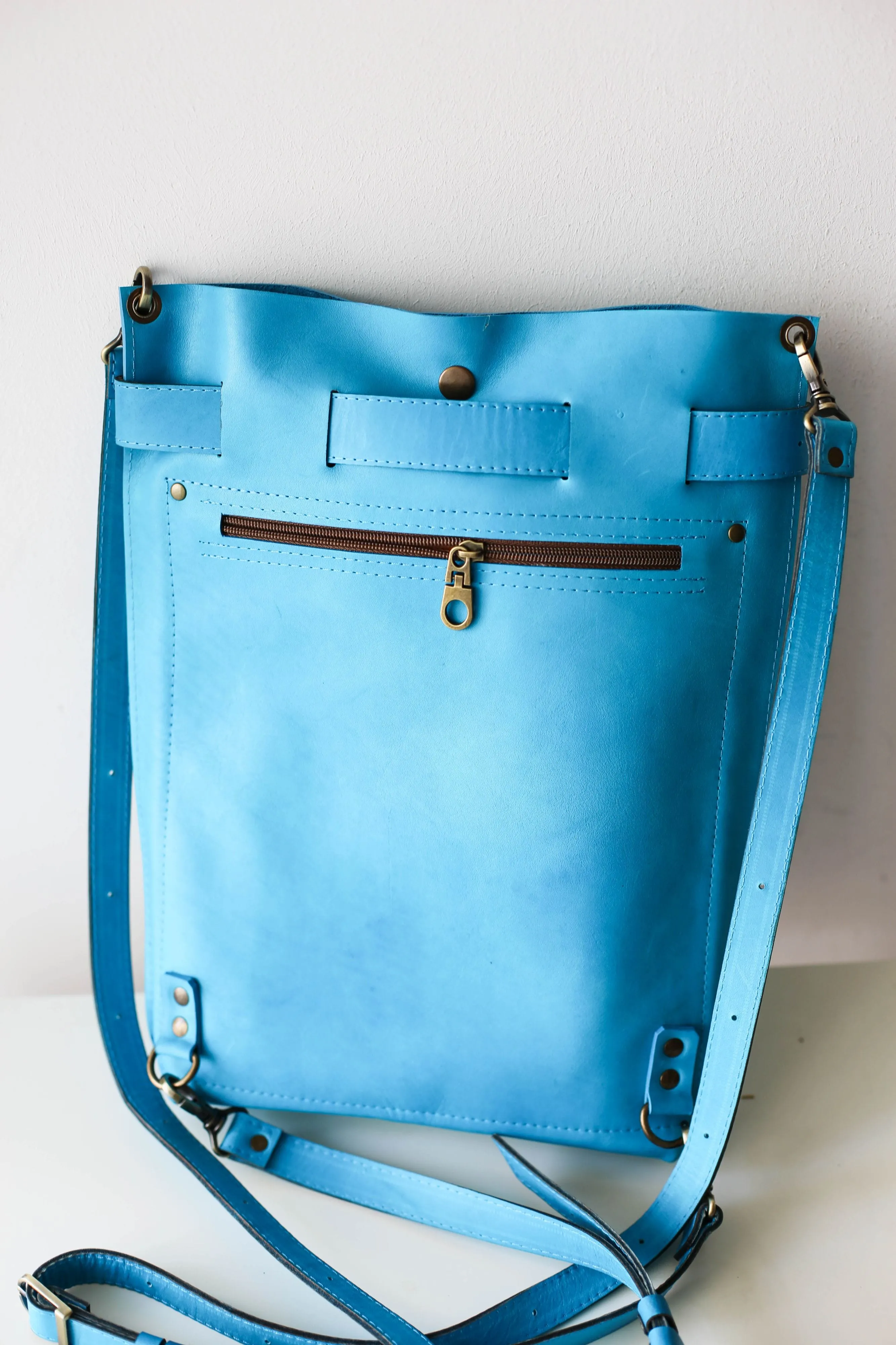 Sky Blue Large Leather Bag