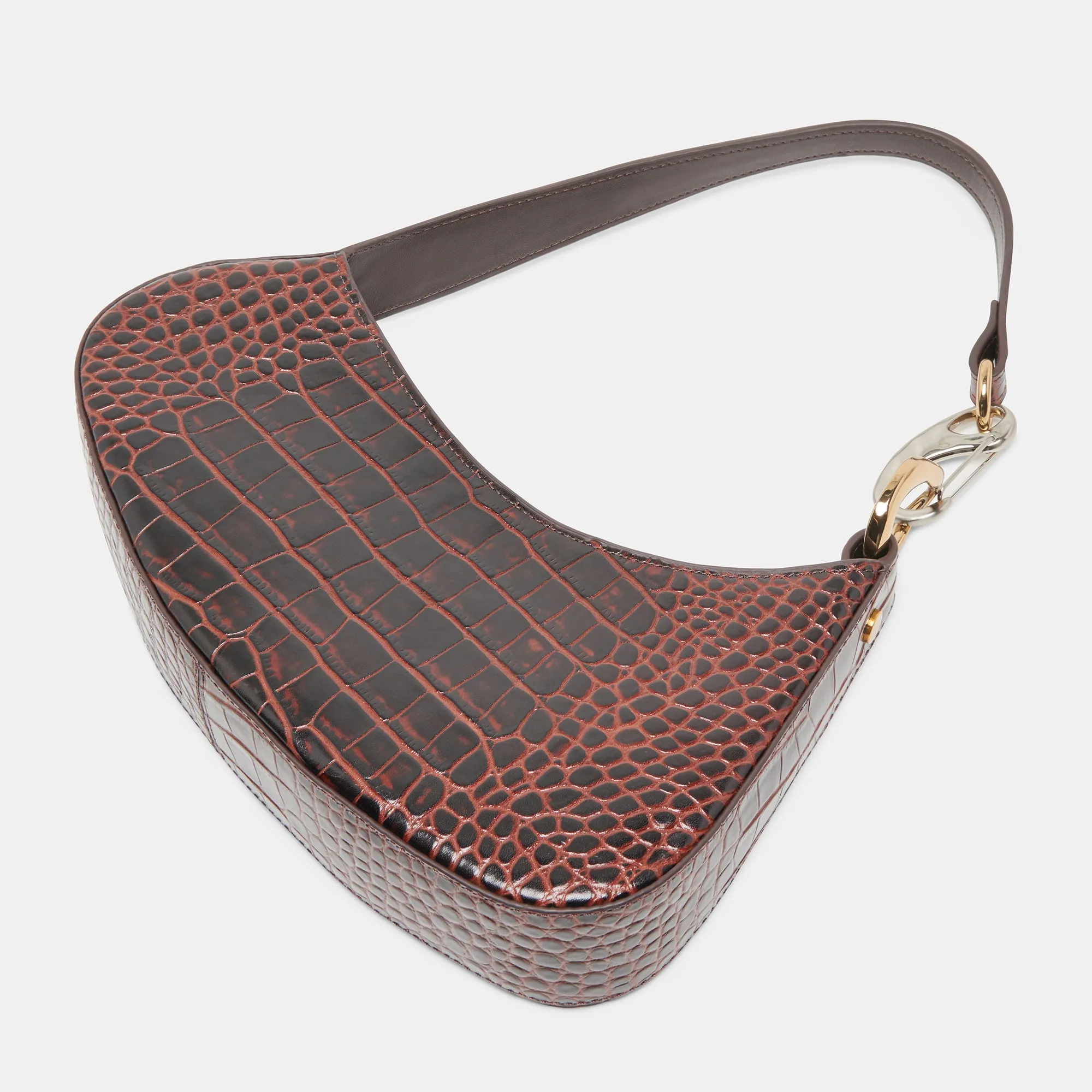 SKYLAR SHOULDER BAG CHOCOLATE CROCO LEATHER