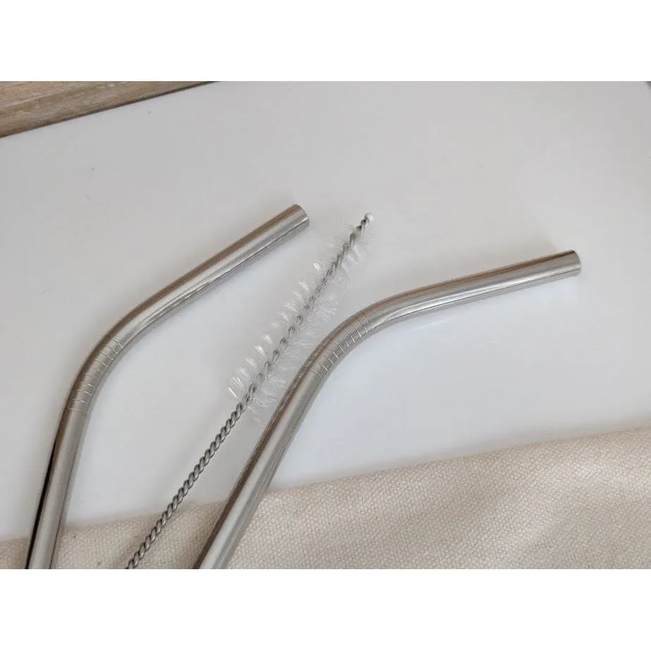 Stainless Steel or Silicone Straw Sets with Cleaning Brush and Carry Bag, Perfect for the Environmentally Conscientious!