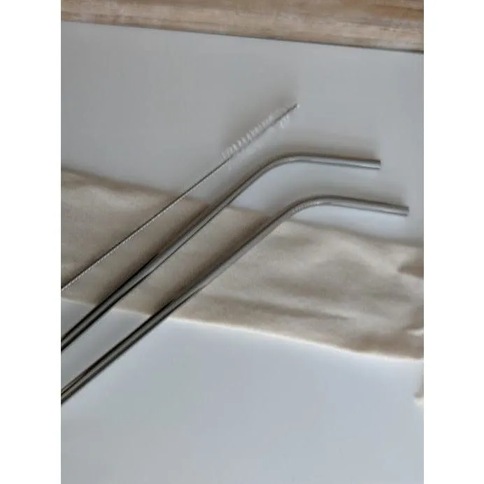 Stainless Steel or Silicone Straw Sets with Cleaning Brush and Carry Bag, Perfect for the Environmentally Conscientious!