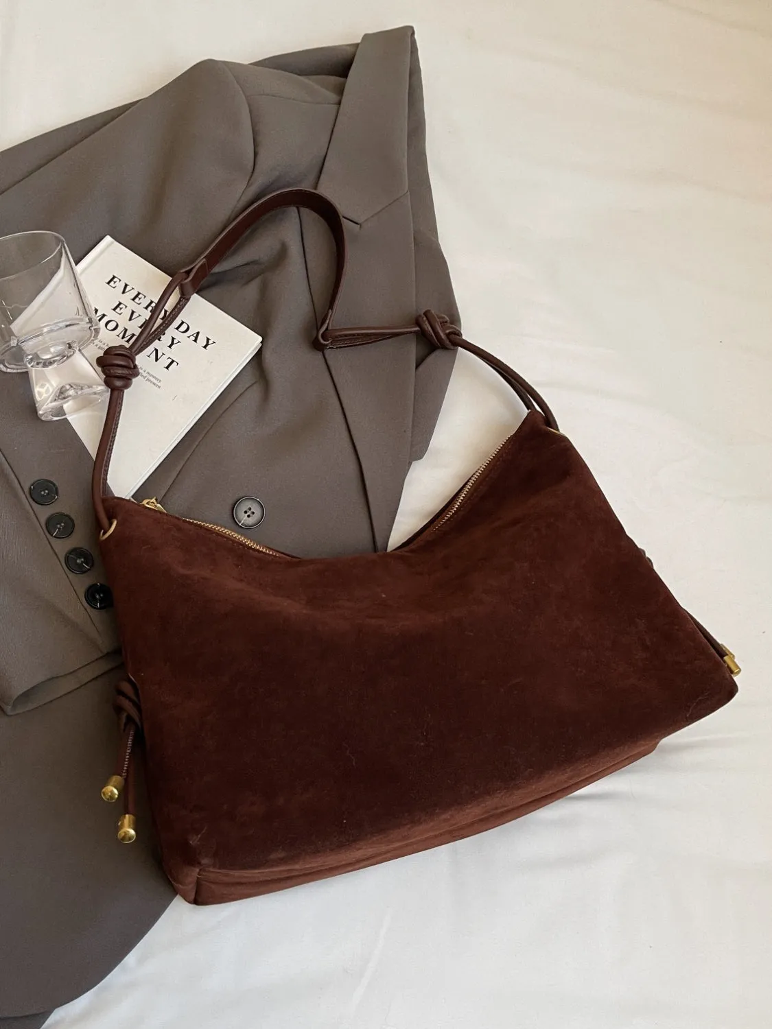 Suede Large Shoulder Bag