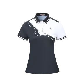 SVG Golf Women's Black and white Monochrome Short-sleeved Polo Shirt