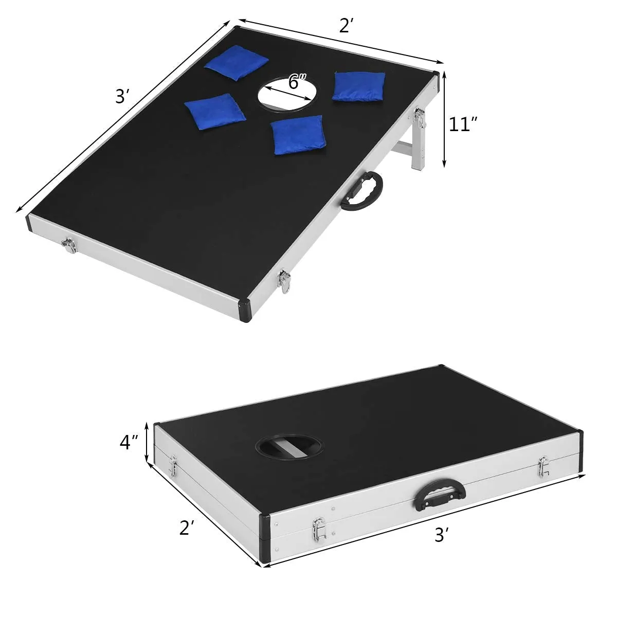 Tangkula Cornhole Set, Cornhole Outdoor Game with Foldable Design & Side Handle