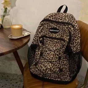 TAVIMART  -  Trendy Casual Leopard Print Women's Backpack Korean Large Capacity Versatile Leisure Schoolbag Y2k Unisex Travel Backpack