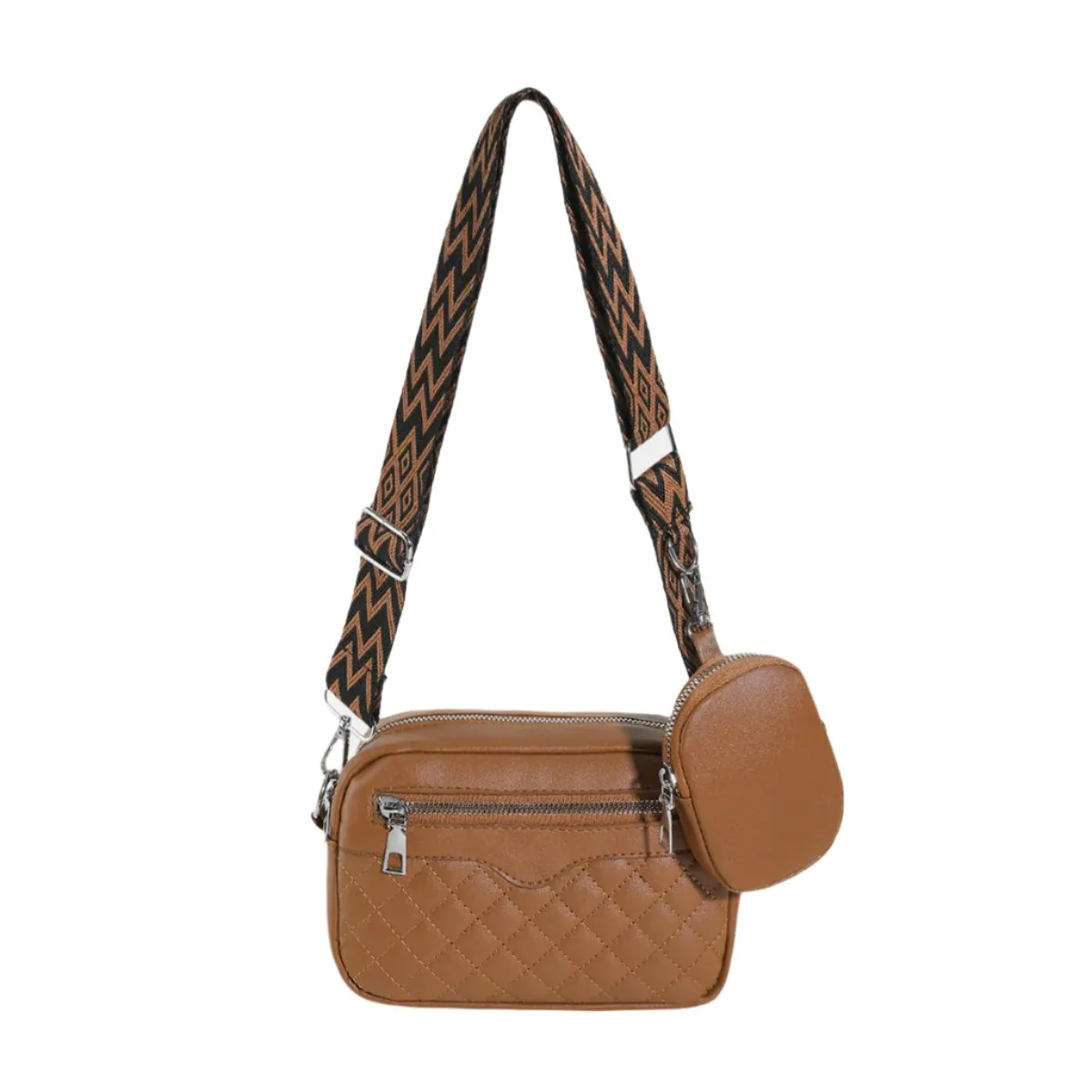 TEEK - Stitching Zipped Combo Shoulder Bag