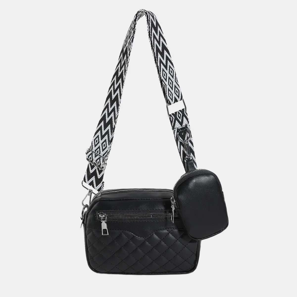 TEEK - Stitching Zipped Combo Shoulder Bag