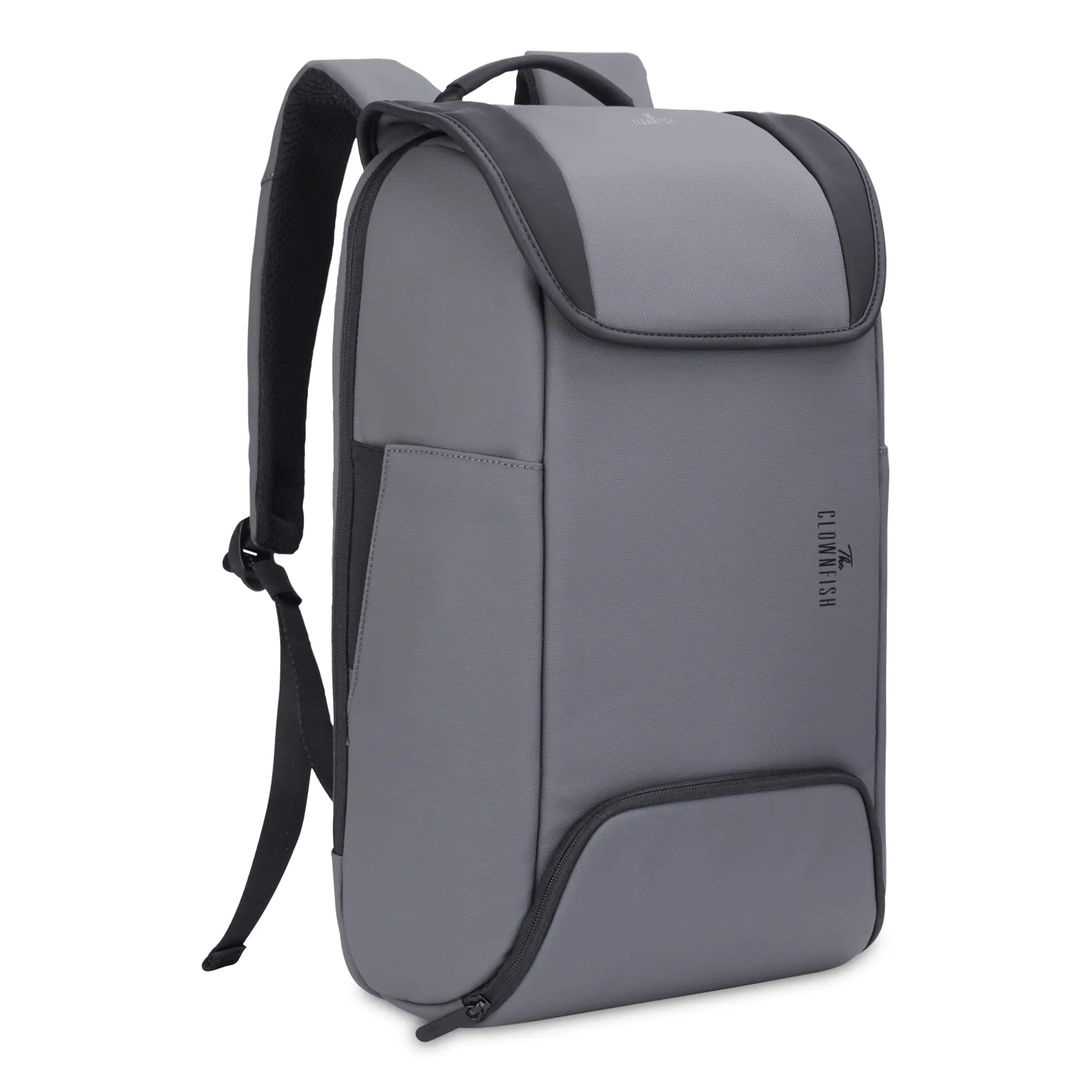 THE CLOWNFISH Water Resistant Polyester Anti-Theft Unisex Travel Laptop Backpack with USB Port (Grey)