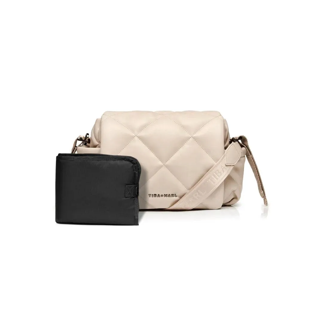 Tiba   Marl Nova Eco Compact Quilted Changing Bag - Oyster