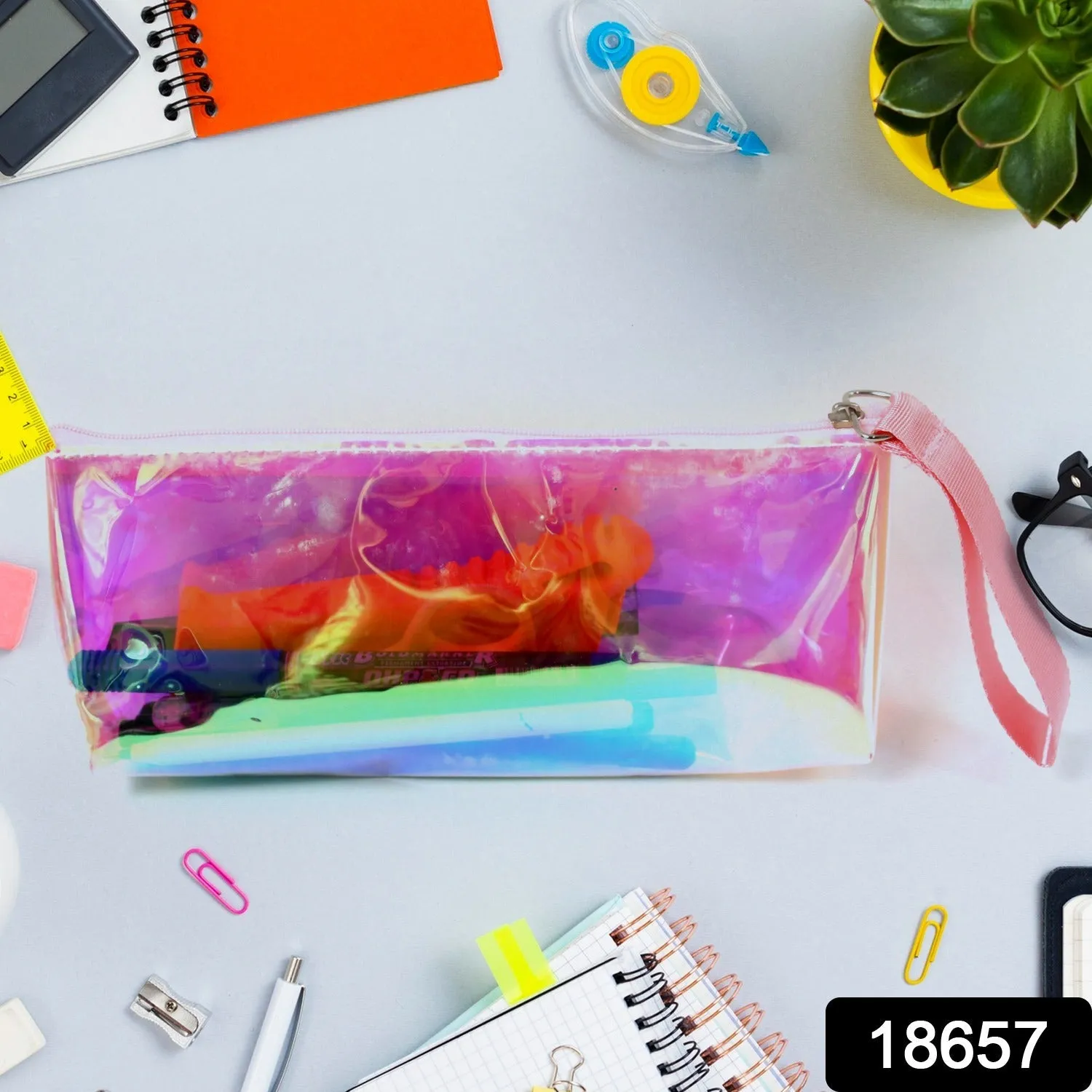 Transparent Pencil Pouch / Case PVC Waterproof Pen Bag With Carry trap (1 Pc)