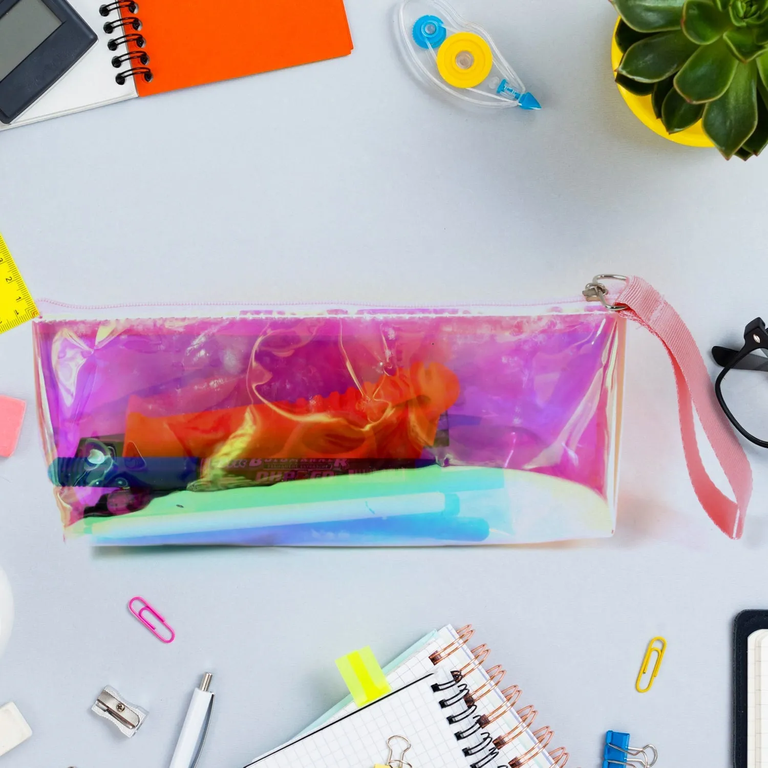 Transparent Pencil Pouch / Case PVC Waterproof Pen Bag With Carry trap (1 Pc)