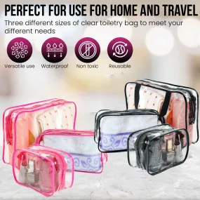 Transparent Travel Bags Set - Pink or Black