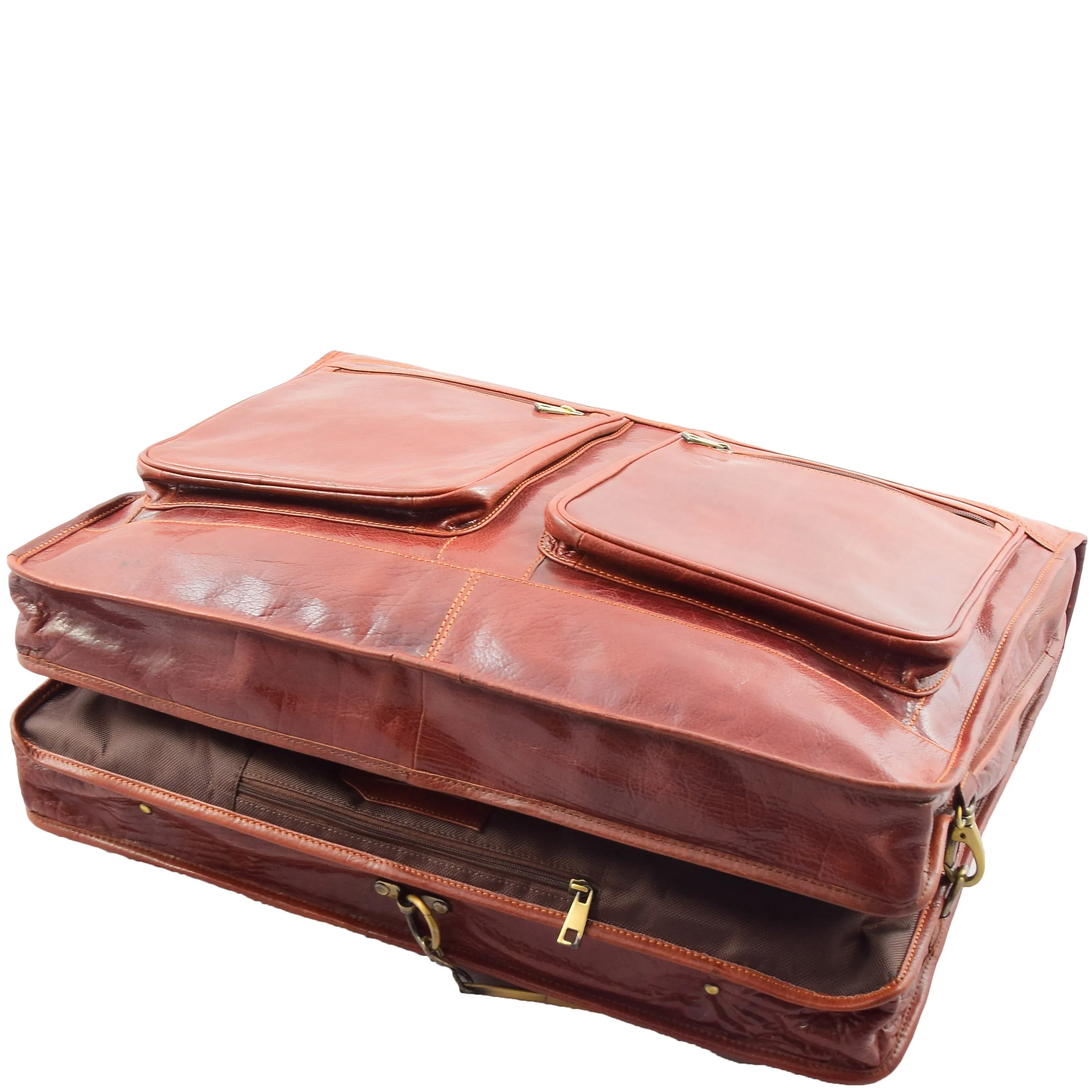 Travel Weekend Leather Suit Carrier Canico Chestnut