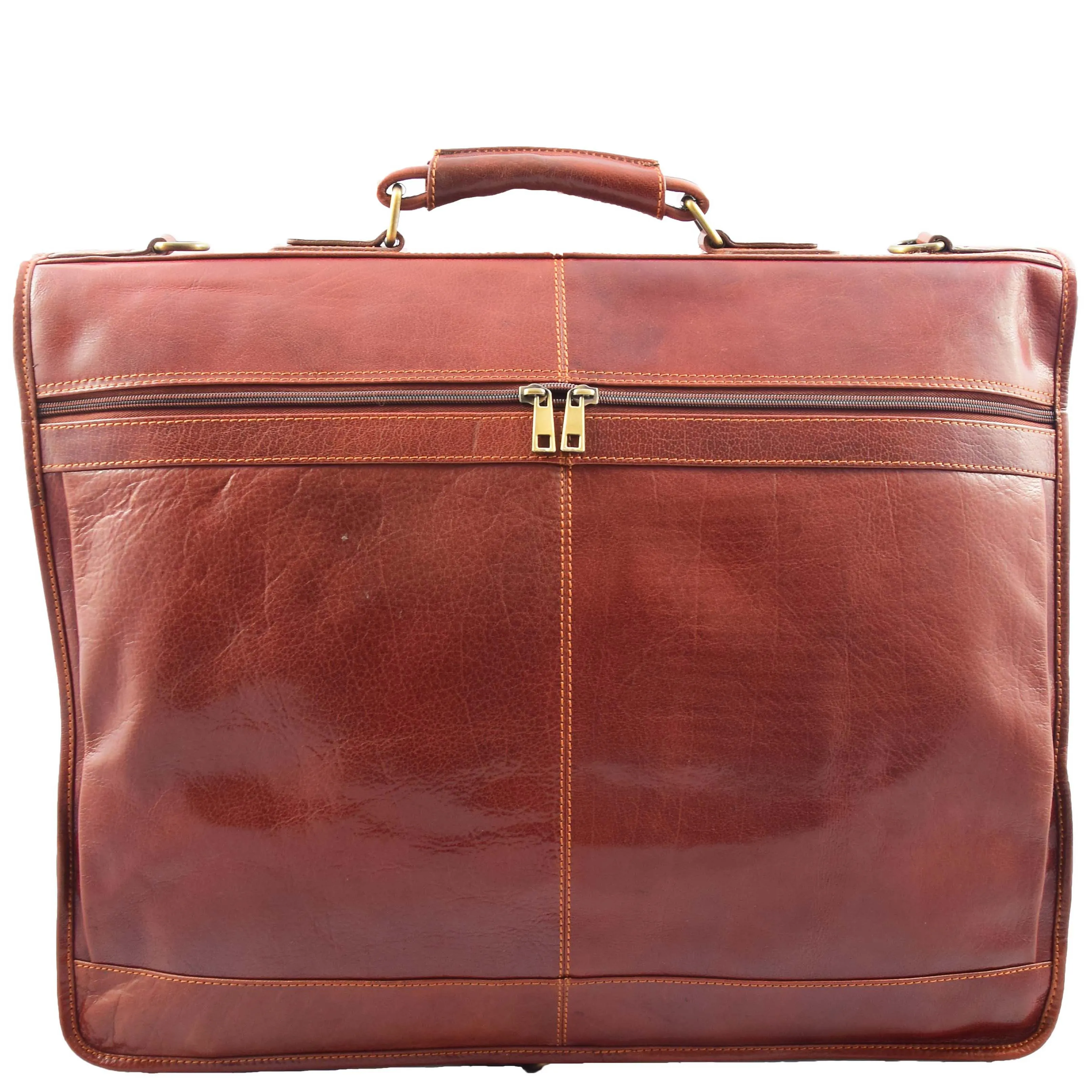 Travel Weekend Leather Suit Carrier Canico Chestnut