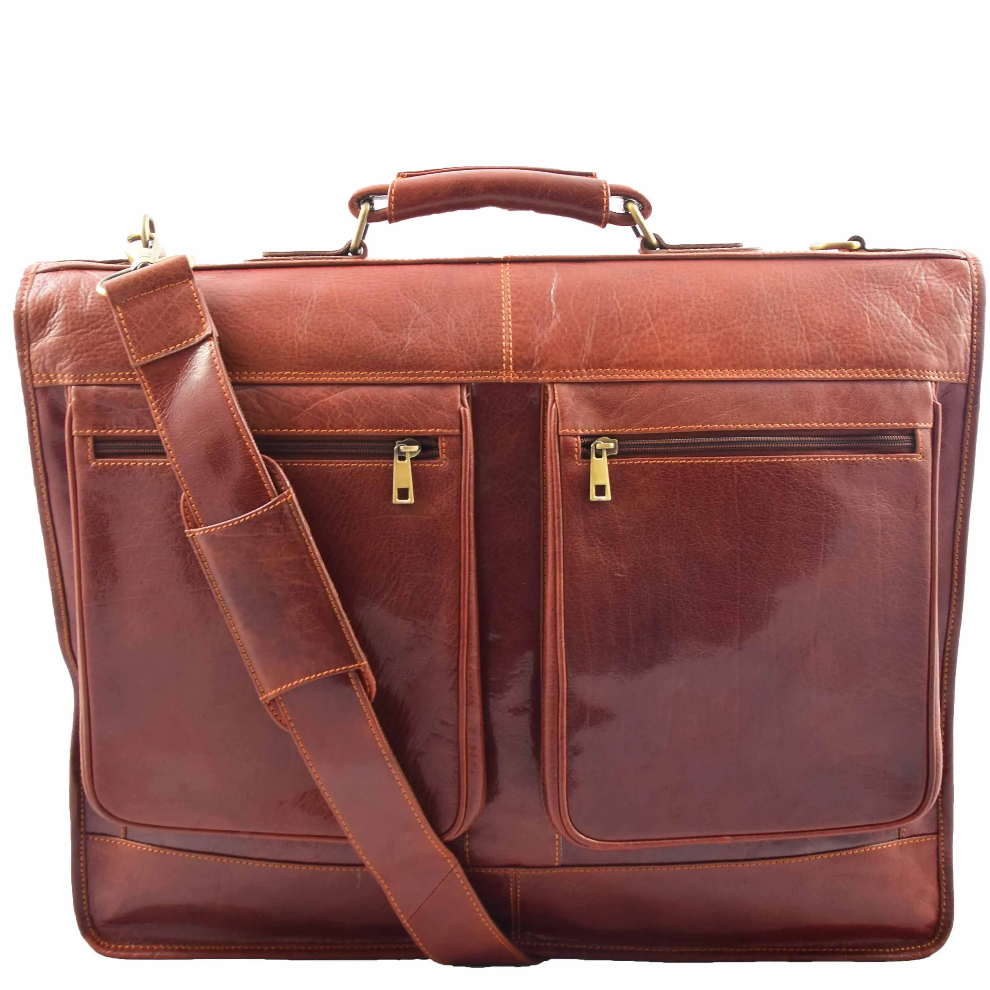 Travel Weekend Leather Suit Carrier Canico Chestnut