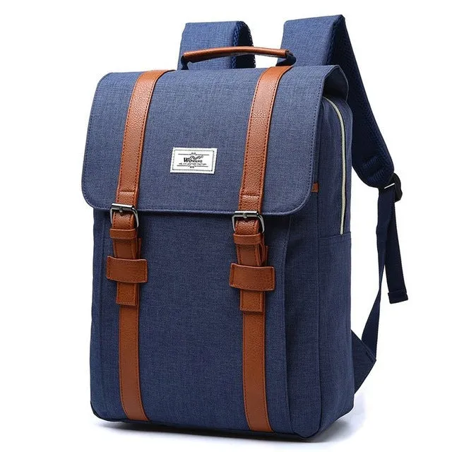 Unisex Laptop Canvas Backpack School Bag Large Capacity